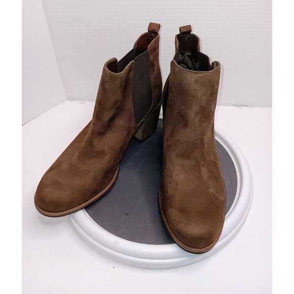 Womens Brown Suede Ankle Boots With Block Heel Size 11M - Picture 2 of 7